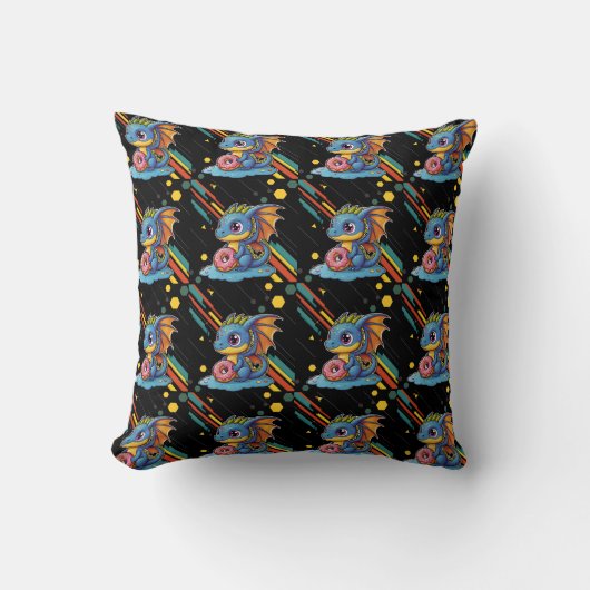 Retro Vibing Schattigee Dragon Print Kussen (Voorkant)