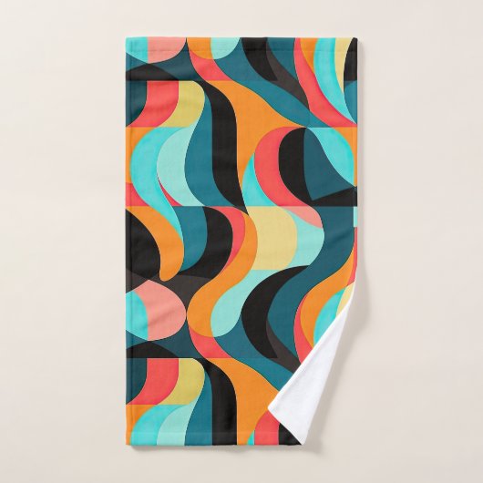 Retro Vibrant Abstract Patroon Bad Handdoek (Handdoek)