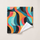 Retro Vibrant Abstract Patroon Bad Handdoek (Wasdoekje)