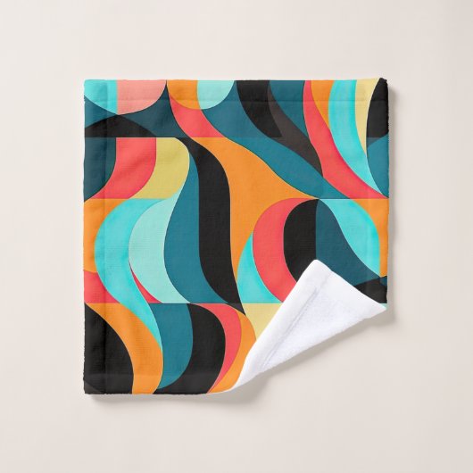 Retro Vibrant Abstract Patroon Bad Handdoek (Wasdoekje)