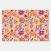 Retro Vibrant Botanische Bloemen & Bladerpatroon Inpakpapier Vel (Voorkant 2)