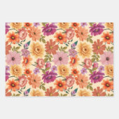 Retro Vibrant Botanische Bloemen & Bladerpatroon Inpakpapier Vel (Voorkant)