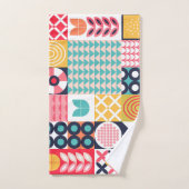 Retro Vibrant geometrisch kleurrijk patroon Bad Handdoek (Handdoek)
