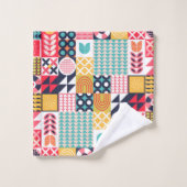 Retro Vibrant geometrisch kleurrijk patroon Bad Handdoek (Wasdoekje)