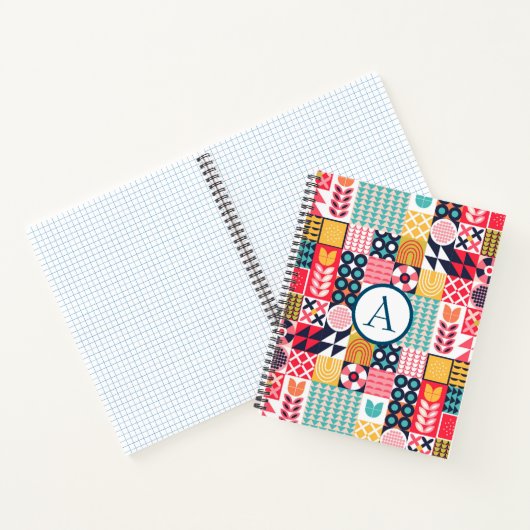 Retro Vibrant geometrisch kleurrijk patroon Notitieboek (Binnen)