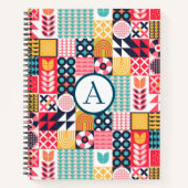 Retro Vibrant geometrisch kleurrijk patroon Notitieboek (Voorkant)