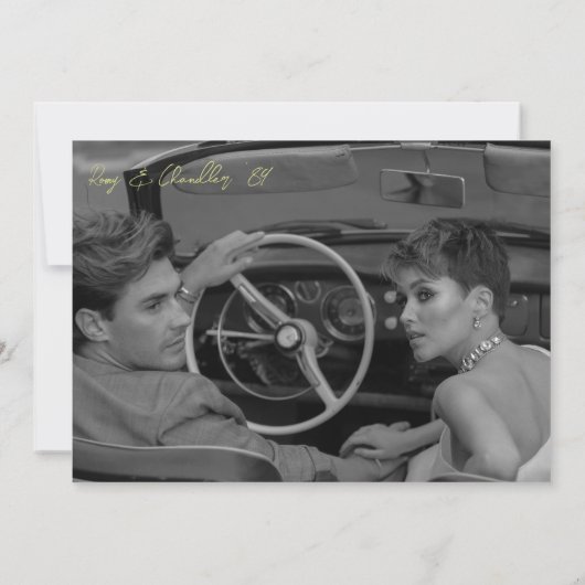 Retro Vibrant Monochrome Groene Huwelijk Kaart (Achterkant)