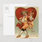  Retro Victoriaans Boy Hearts Valentijn Kaart (Voorkant / Achterkant)
