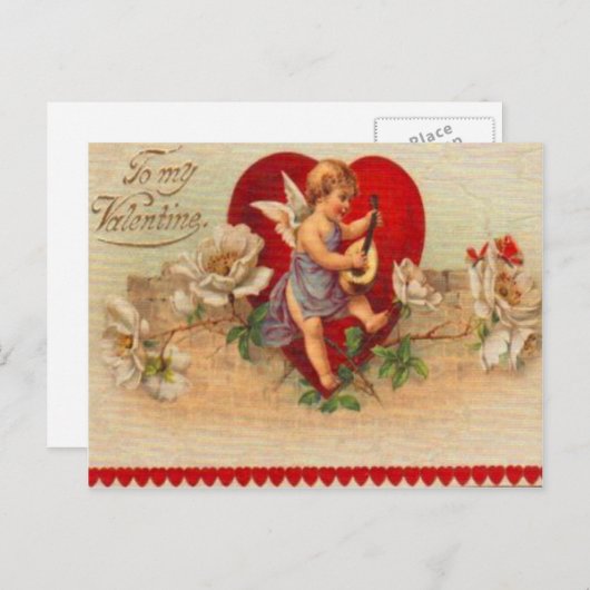 Retro Victoriaans Cupido Valentijn Kaart (Voorkant / Achterkant)