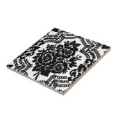 Retro Victoriaans florale afdruk, zwart-wit. Tegeltje (Zijkant)