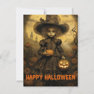Retro Victoriaans Fotografie Halloween slechte hek Briefkaart