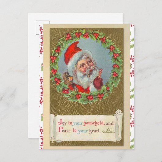 Retro Victoriaans kerstkerstkerstman Briefkaart (Voorkant / Achterkant)