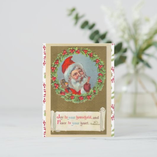 Retro Victoriaans kerstkerstkerstman Briefkaart (Staand voorkant)