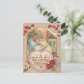  Retro Victoriaans Paar Harten Valentijn Feestdagenkaart (Staand voorkant)