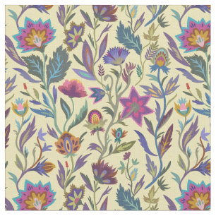 retro Victoriaans patroon 1 Gele bloemen Stof