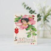 Retro Victoriaans Roos Valentijn Kaart (Staand voorkant)