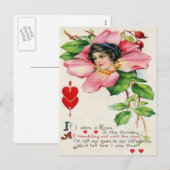 Retro Victoriaans Roos Valentijn Kaart (Voorkant / Achterkant)