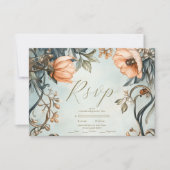 Retro Victoriaans Royal Floral Wedding RSVP Kaartje (Voorkant)