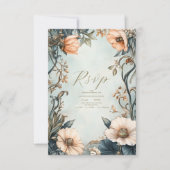 Retro Victoriaans Royal Floral Wedding RSVP Kaartje (Voorkant)