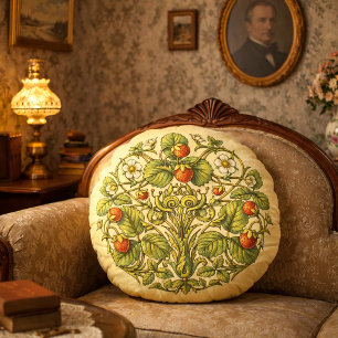 Retro Victoriaans tijdperk Aardbeien & Slakken Rond Kussen
