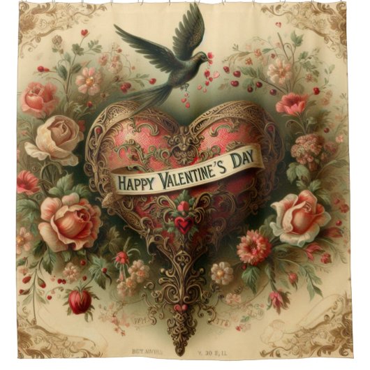 /retro/Victoriaans Valentijnsdag hart Douchegordijn (Voorkant)
