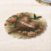 /retro/Victoriaans Valentijnsdag hart Kartonnen Onderzetters (Gekanteld)