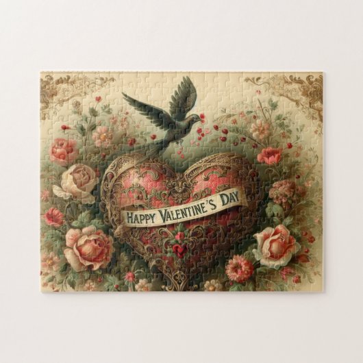 /retro/Victoriaans Valentijnsdag hart Legpuzzel (Horizontaal)