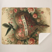 /retro/Victoriaans Valentijnsdag hart Sherpa Deken (Voorkant (horizontaal))