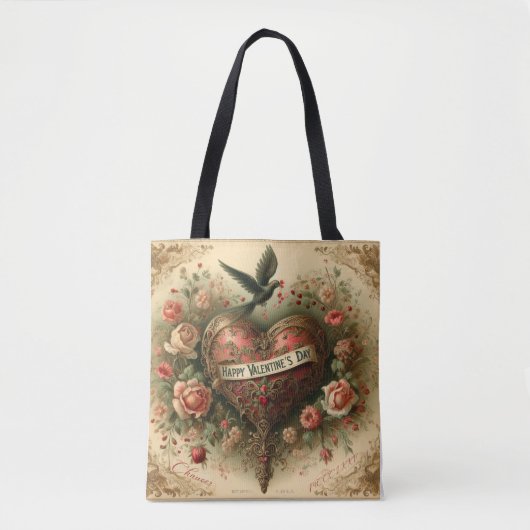 /retro/Victoriaans Valentijnsdag hart Tote Bag (Voorkant)