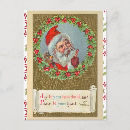 Retro Victoriaanse Kerstman Kerstman Briefkaart (Voorkant)