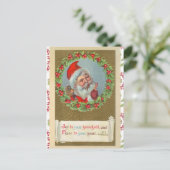 Retro Victoriaanse Kerstman Kerstman Briefkaart (Staand voorkant)