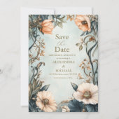 Retro Victoriaanse Koninklijke Bloem Bruiloft Save The Date (Voorkant)