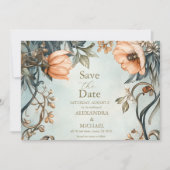 Retro Victoriaanse Koninklijke Bloem Bruiloft Save The Date (Voorkant)