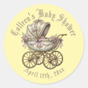 Retro Victoriaanse tijdperk babywagen Ronde Sticker