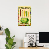 Retro Victoriaanse tijdperk botanische kunst van m Poster (Thuiskantoor)