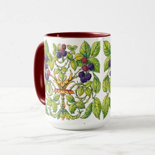 Retro Victoriaanse Tijdperk Bramen Mok (Voorkant links)