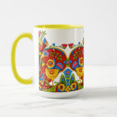 Retro Victoriaanse Tijdperk Vogels Vlinders Fries Mok (Links)