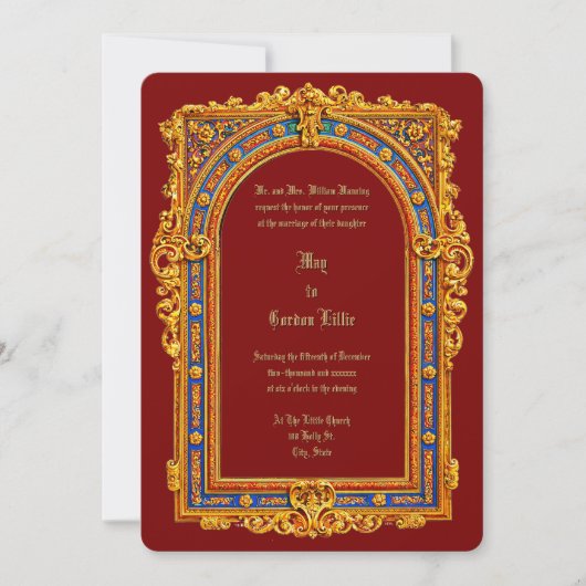 Retro Victorian Era 1887 Arched Frame Wedding Kaart (Voorkant)