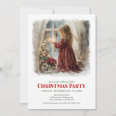 Retro Victorian Little Girl Awaiting Santa Digital Kaart (Voorkant)