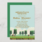 Retro Video Game Adventure Begins Baby Boy Shower Kaart (Voorkant / Achterkant)