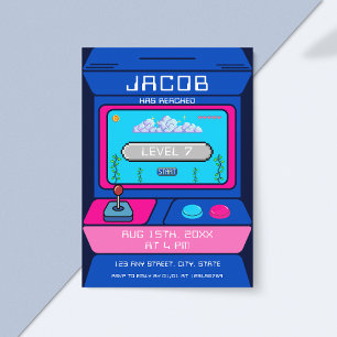 Retro Video Game Arcade Verjaardagsfeest Kaart