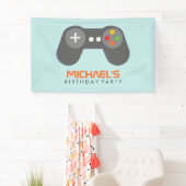 Retro Video Game Controller Kids Verjaardagsfeest Spandoek (Insitu)