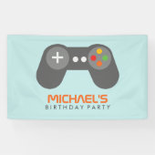 Retro Video Game Controller Kids Verjaardagsfeest Spandoek (Horizontaal)