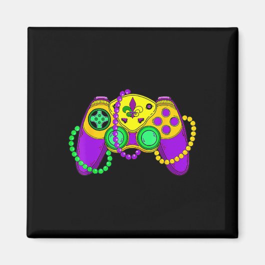 Retro Video Game Controller Pet Mardi Gras Gaming Magneet (Voorkant)