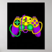 Retro Video Game Controller Pet Mardi Gras Gaming Poster (Voorkant)