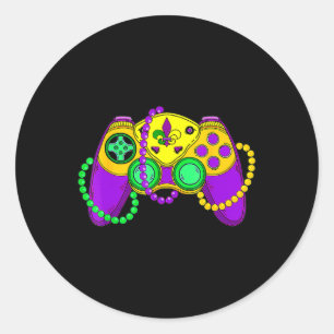 Retro Video Game Controller Pet Mardi Gras Gaming Ronde Sticker