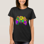 Retro Video Game Controller Pet Mardi Gras Gaming T-shirt (Voorkant)