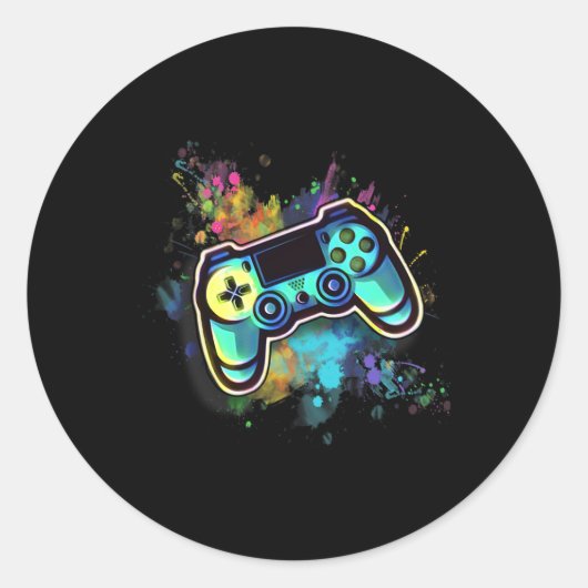 Retro Video Game Controller voor Heren1 Ronde Sticker (Voorkant)