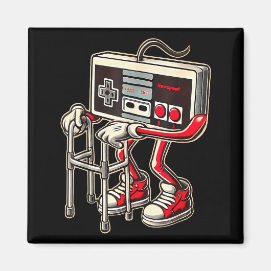 Retro Video Game Controller With Walker Funny Game Magneet (Voorkant)