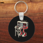 Retro Video Game Controller With Walker Funny Game Sleutelhanger (Voorkant)